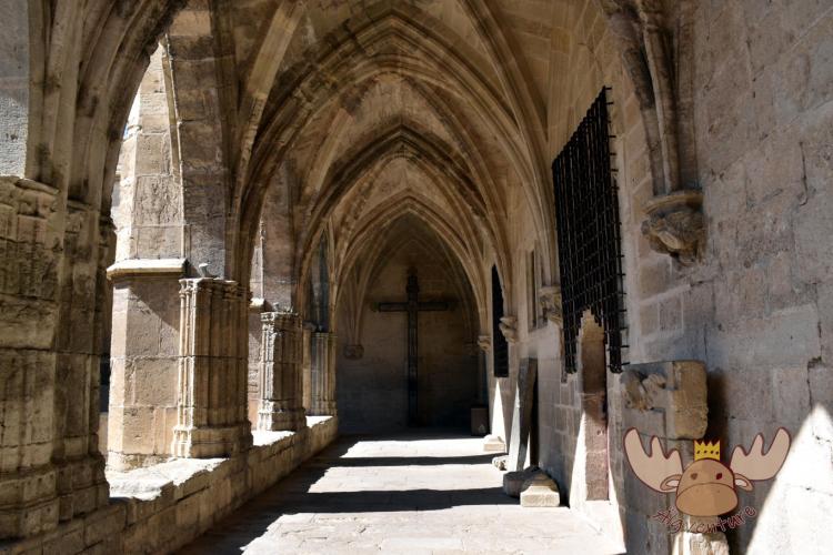 Auf diesem Bild ist der Kreuzgang der Kathedrale Saint-Nazaire von Béziers zu sehen, wo eine Sammlung von Steinstatuen aus verschiedenen Epochen der Geschichte steht. | This picture shows the cloister of the cathedral of Saint-Nazaire de Béziers, where there is a collection of stone statues from different periods of history.