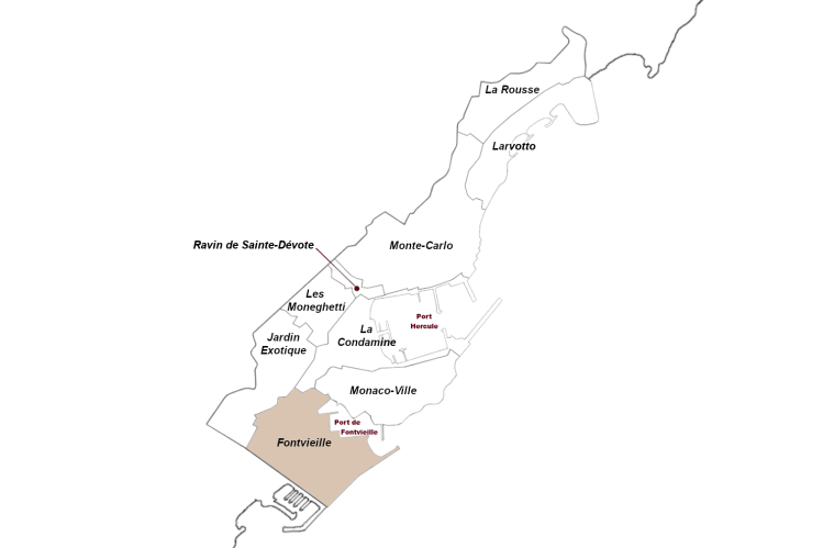 Karte von Monaco - Map of Monaco (Fontvieille)