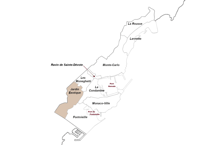 Karte von Monaco - Map of Monaco (Jardin Exotique)